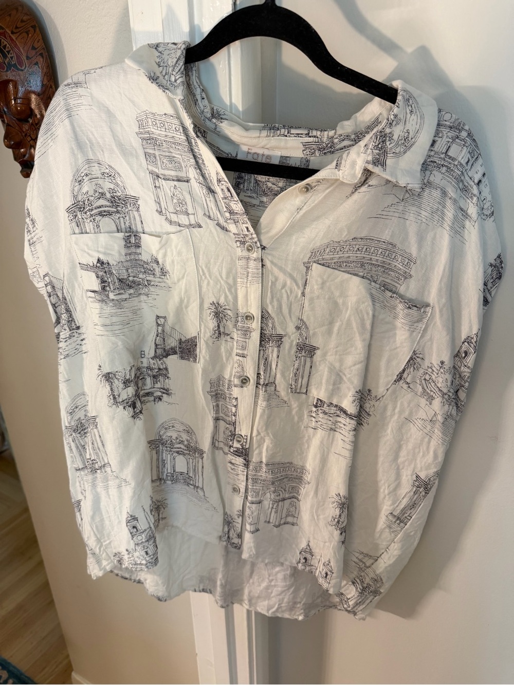 Fate Cream Shirt with Black Architectural Print